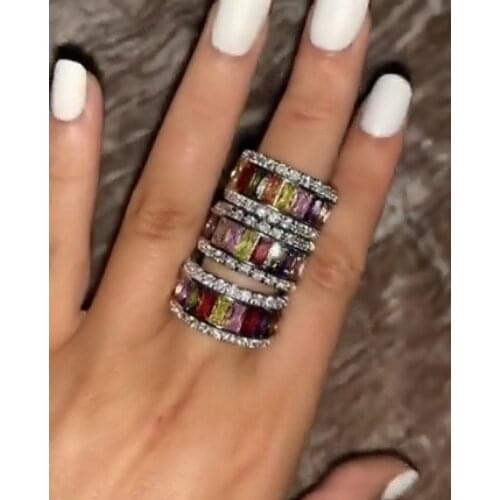 925 SILVER ENGAGEMENT WEDDING BAND RING FINGER Multicolor SAPPHIRE RUBY PERIDOT KUNZITE TOPAZ Gemstone Rings for Women JEWELRY