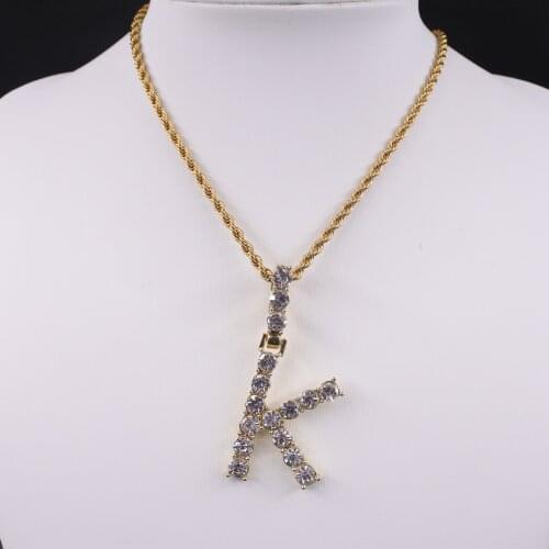 Bubble hip hop rap rock gift jewelry initials letters pendant charm rose gold stainless steel rope chain necklace men and women