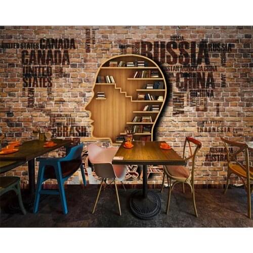 Custom wallpaper 3d retro nostalgic creative bookshelf TV background wall фотообои living room bedroom cafe clothing store mural