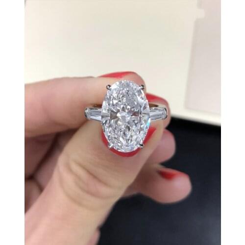 Luxury 925 sterling silver Oval cut 4CT Simulated diamond Rings for Women Eternal engagement ring set Brand fine jewelry gift