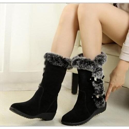 2020 Winter Women Shoes Ladies Mid Calf Boots High Tube Classic Thick Fleece Models Snow Boots Muje Plus Size 35-42