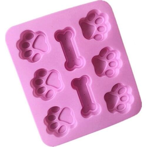 DIY 3D Creative Dog Footprint Bone Mold Cake Mold Biscuit Fudge Cat Claw Silicone Baking Pan Kitchen Accessories
