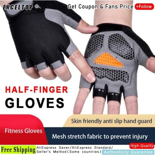 2pcs Bicycle Gloves Fitness Half Gloves For Men And Women Outdoor Sports Non-slip Sweat-absorbent Breathable Thin Half-finger