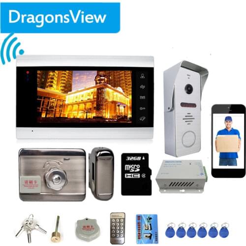 Dragonsview 7 Inch Wifi Video Intercom With Lock Wirelesss Video Door Phone Intercom System Unlock Doorbell with Camera Record
