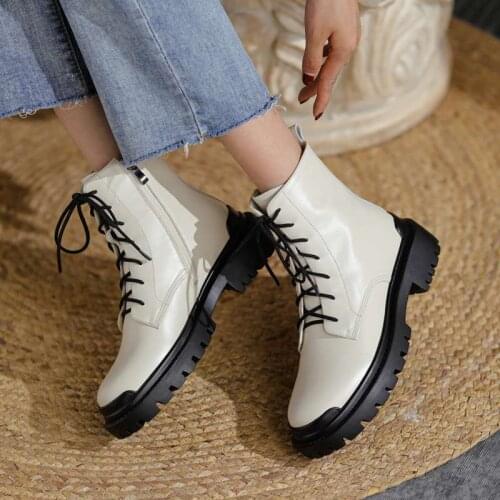 Krazing Pot new fashion cow leather round toe winter shoes Chelsea boots med heels elegant zipper casual office lady ankle boots