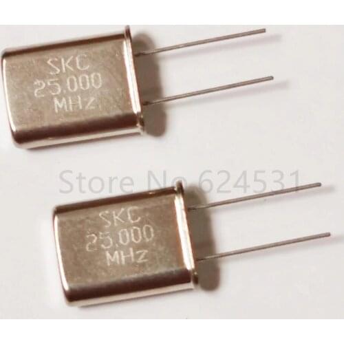 10pcs In-line passive quartz crystal HC-49U 25MHZ 25.000MHZ 25M crystal resonator
