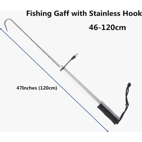 120cm Fishing Gaff Aluminum Alloy Spear Hook Telescopic Sea with Marine Grade Stainless Steel Hook Fishing Tackle