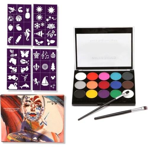 15 Colors Non-Toxic Professional Palette Water Based Paints Body Face Painting Makeup Kit Halloween Party Face Painting