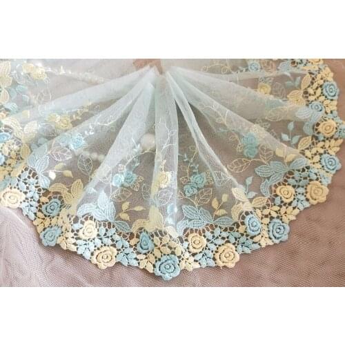2 Yards Lace Trim Venice Roses Embroidered Tulle Lace 6.69" Wide Doll Dress Underwear Costume DIY Craft Supplies 2 Colors