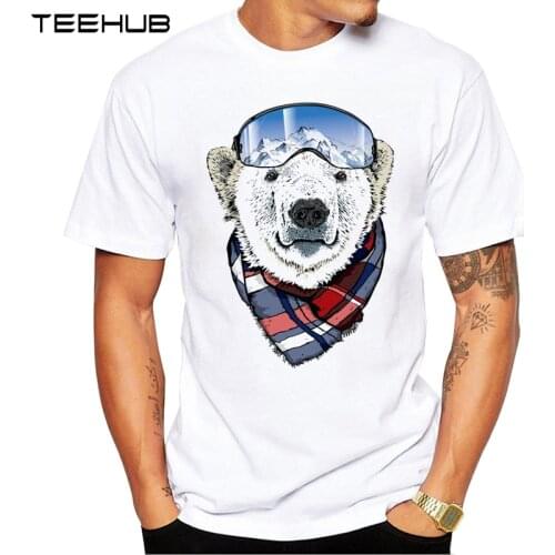 2019 TEEHUB Mens Fashion Glasses Bear Printed Short Sleeve T-Shirt Hipster O-neck Design Tops Cool Desgin Tee