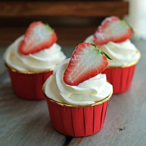 50Pcs Cupcake Paper Cup For Wedding Party Cupcake Liner Baking Cup Tray Cake Pastry Wrapper Case Red Gold Series Wedding Dessert