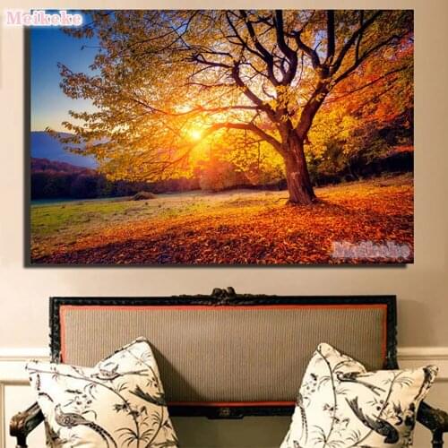 5D Diamond Painting Embroidery Autumn Tree Plant Landscape DIY Mosaic Art Cross Stitch Gift European Home Decoration