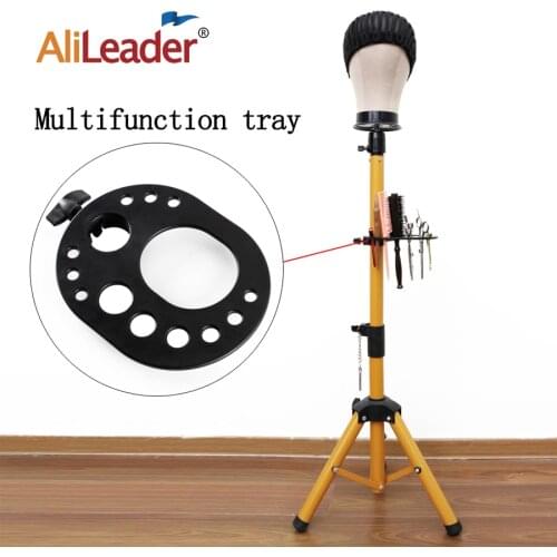 Alileader Wig Storage For Black Tripod Wig Head Stand Adjustable Wig Stand For Wigs Making Tools Storage Wig Making Kit