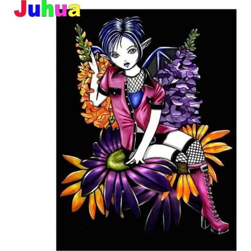 5D DIY Diamond Painting Full Square/Round Drill "Cartoon Fairy" Diamond Embroidery Cross Stitch Flower Girl,Mosaic,Home Decor,Gi