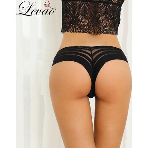 LEVAO Seamless Thongs Sexy Transparent Lace G-Strings Breathable Women Thong Panties Female Lingerie Ladies T-Back Underwear