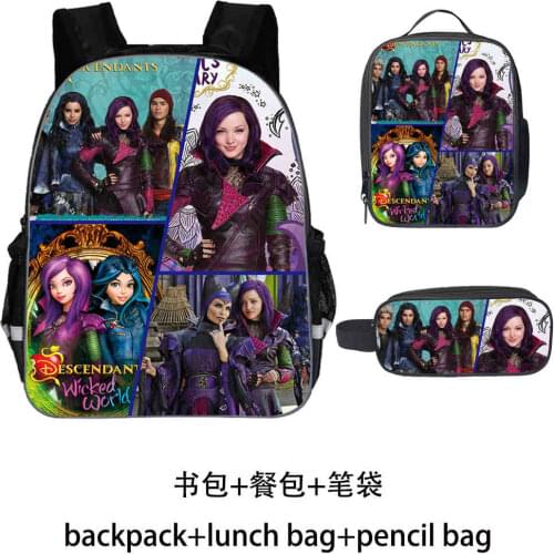Descendants 3pcs/sets Women Backpack School Bags 3D Print Children Backpacks For Teenagers Girls Boys Travel Bag Mochila