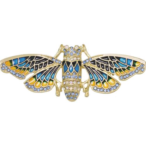 Enamel Bee Brooches Rhinestone Insect Cicada Crystal Brooch Pin Women Men Beautiful Wedding Banquet Gift Jewelry DZ067