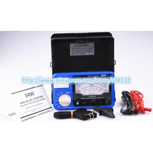 Hioki 3490 Analog Megohm HiTester, 4000 Megohms Resistance, 250V, 500V, 1000V DC