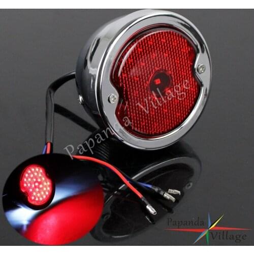 Chrome Motorcycles 12V Red LED Tail Light Rear Taillight Brake Stop Lamp License Plate Number Light For Cafe Racer Chopper