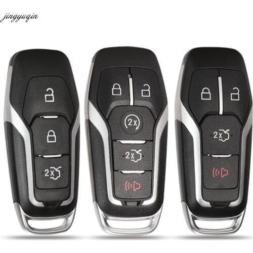 Jingyuqin Remote Smart Car Key Case Shell For Ford Mustang Edge Explorer Fusion Mondeo Kuka 3/4/5 Button Key Fob Uncut Blade