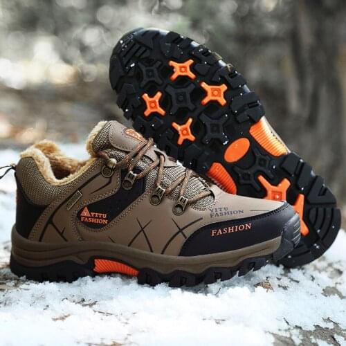 Mountain Men Climbing Shoes Winter Thick Fur Hiking Sneakers for Men Trekking Shoes Big Size Waterproof Shoes Tactical Shoes Man