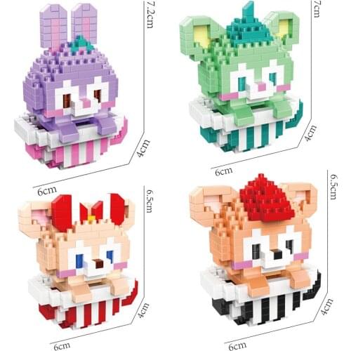 Hot StellaLou rabbit Gelatoni cat ShellieMay Duffy bear model Disneyland figures bricks mini micro diamond building blocks toys