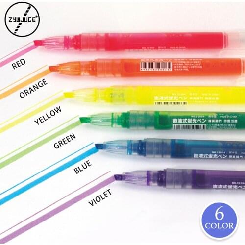 ZYWJUGE 6Pcs/set Highlighters Pastel Highlighter Pen Fluorescence Markers for Journaling Marking Drawing School Office Supplies