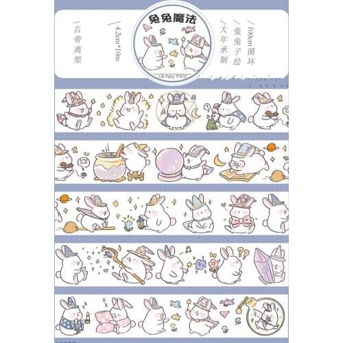 Lovely Magic Bunny Washi Tape for Card Making Bullet Journal DIY Scrapbooking Decorative Sticker
