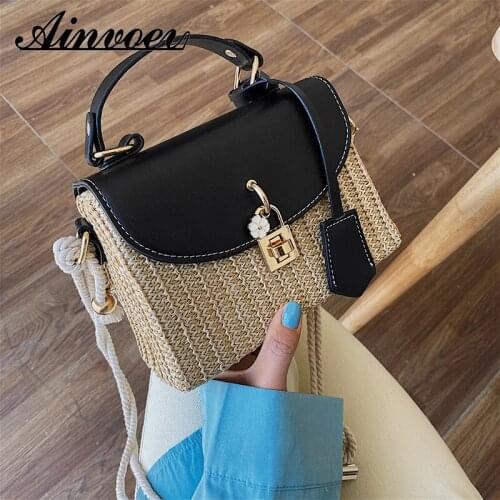 Ainvoev 2021 Fashion Handbag Ladies Bag Female Purse New Summer Straw Beach Weave Bag Women Crossbody Bags
