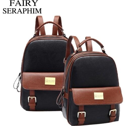 FAIRY SERAPHIM fashion luxury ladies backpack girl teenager school bags women pu leather mochila rucksack factory directly