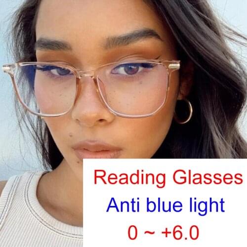 Popular Transparent Brown Reading Glasses For Women TR90 Lightweight Computer Optical Eyeglasses Frame Magnifier Diopter 0 to +6
