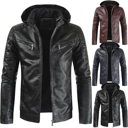 Autumn and winter mens locomotive quality leather coat simple leisure comfortable fit thick jacket mens leather coat