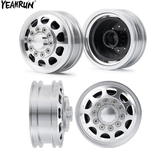 YEAHRUN 1/2/4Pcs Metal Alloy Front Wheel Rims Hub For 1:14 Tamiya Trailer Tractor RC Truck Car Upgrade Parts