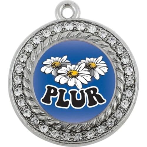 PLUR CIRCLE CHARM antique silver plated jewelry