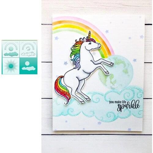 Rainbow White Clouds Sun Cutting Dies And Stamps Scrapbook Dariy Decoration Stencil Embossing Template Diy Make Albums New