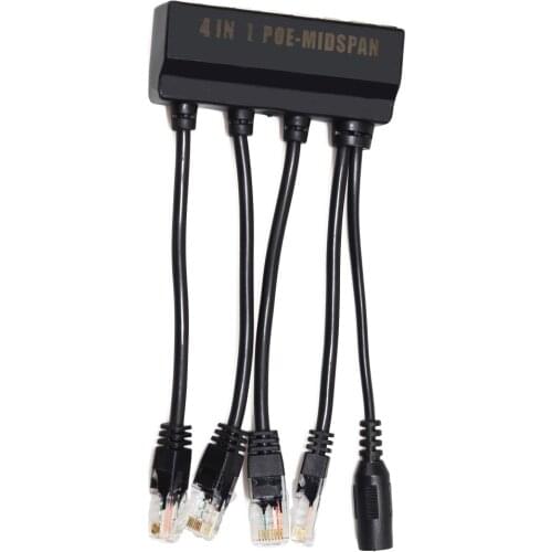4 In 1 Power Over Ethernet Midspan Splitter Switch 10/100mbps IEEE802.3at/af 2A IP Camera Poe Splitter