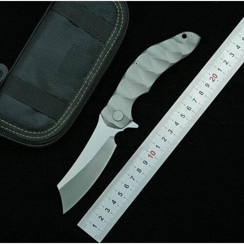 LEMIFSHE Folding Knife D2 Steel Titanium Alloy Handle Outdoor Camping Survival Kitchen Fruit Art EDC Gift Tool Knife