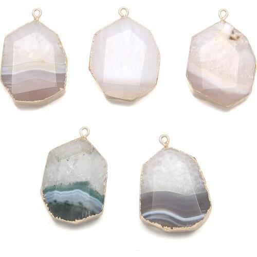 Randomly Natural Brazilian Slice Open Agates Pendants For Necklace Women Jewelry Making