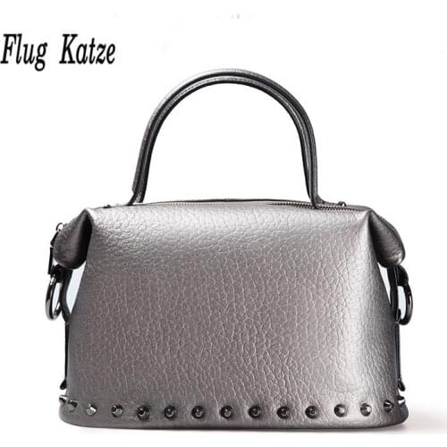 New European ladies fashion trend of shopping bag shoulder bags rivet Messenger bag bulk bag cow Leather women handbags