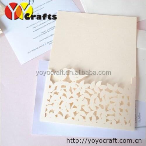Unique pocket wedding invitation cards 50sets/lot laser cut elegant pocket for wedding invitation card gift card