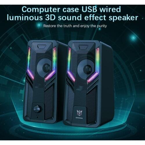 ONIKUMA G6 1 Pair USB RGB Desktop External Magnetic Speakers Laptop Computer Game Loudspeaker With 3.5 mm Audio Jack NEW