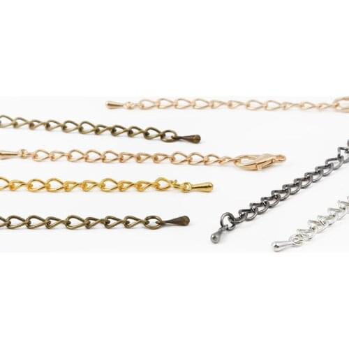 10set/bag Metal Iron Tail Chain Water Drop Lobster Clasp for DIY Woman Bracelet Necklace Jewelry Making Accessories