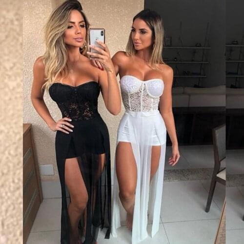 Celebrity Strapless Black White Rayon Bandage Dress Evening Party Bodycon Dress