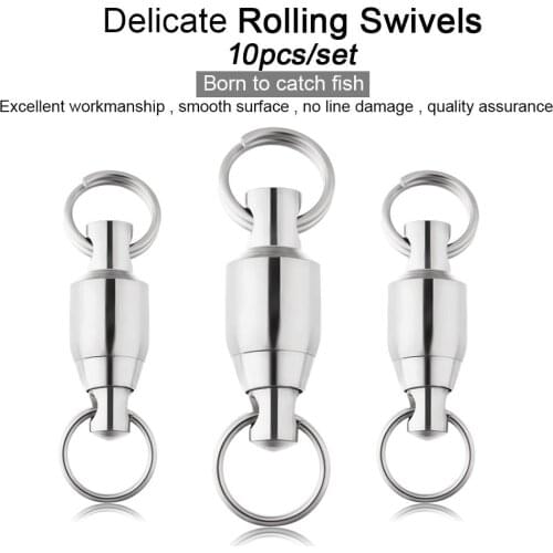 10PCS New Size 0# to 4# Durable High Quality Bearing Barrel Fishing Rolling Swivel Connector Heavy Duty Ball Solid Ring