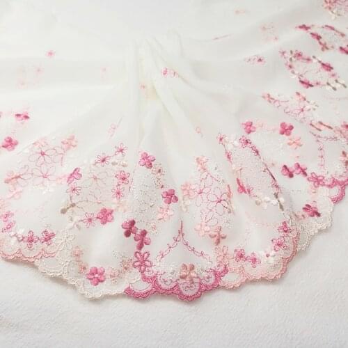 2Meters Embroidered Sewing Ribbon Guipure Lace Trim Pink Flowers Fabric DIY Crafts Bra Underwear Garment Accessories 2021