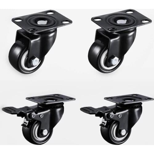4Pcs 2" Swivel Caster Wheels with Safety Dual Locking and Polyurethane Foam No Noise Wheels, Heavy Duty - 150 Lbs Per Caster