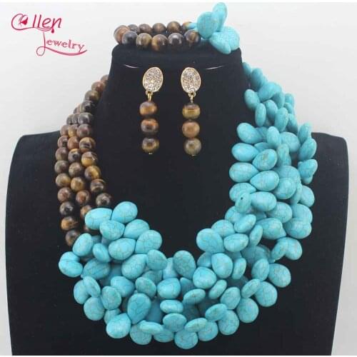 African Tiger eye Beads beautiful Necklace,Nigerian Stone Necklace,Bridesmaid Necklace,Wedding Gift,Statement Necklace N0061