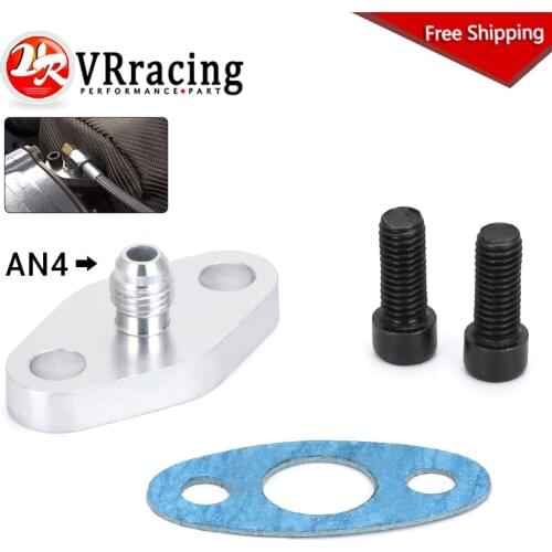 FREE SHIPPING Turbo Oil Feed Inlet Flange Gasket Adapter Kit 4AN 4 AN Fitting T3 T3/T4 T04 VR-OFG31