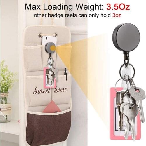 2 Pack Mini Heavy Duty Retractable Badge Holder Reel Metal ID Badge Holder with Belt Clip Key Ring for Name Card Keychain Small