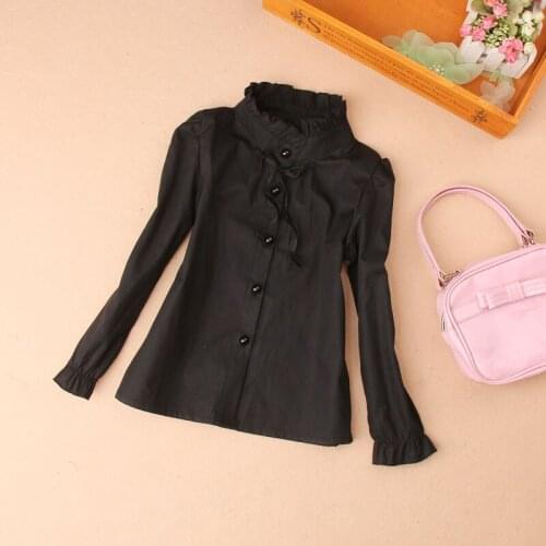 2019 Autumn kids clothes girls blouse children clothing school girl blouse lace collar single-breasted cotton child shirt 3-16Y